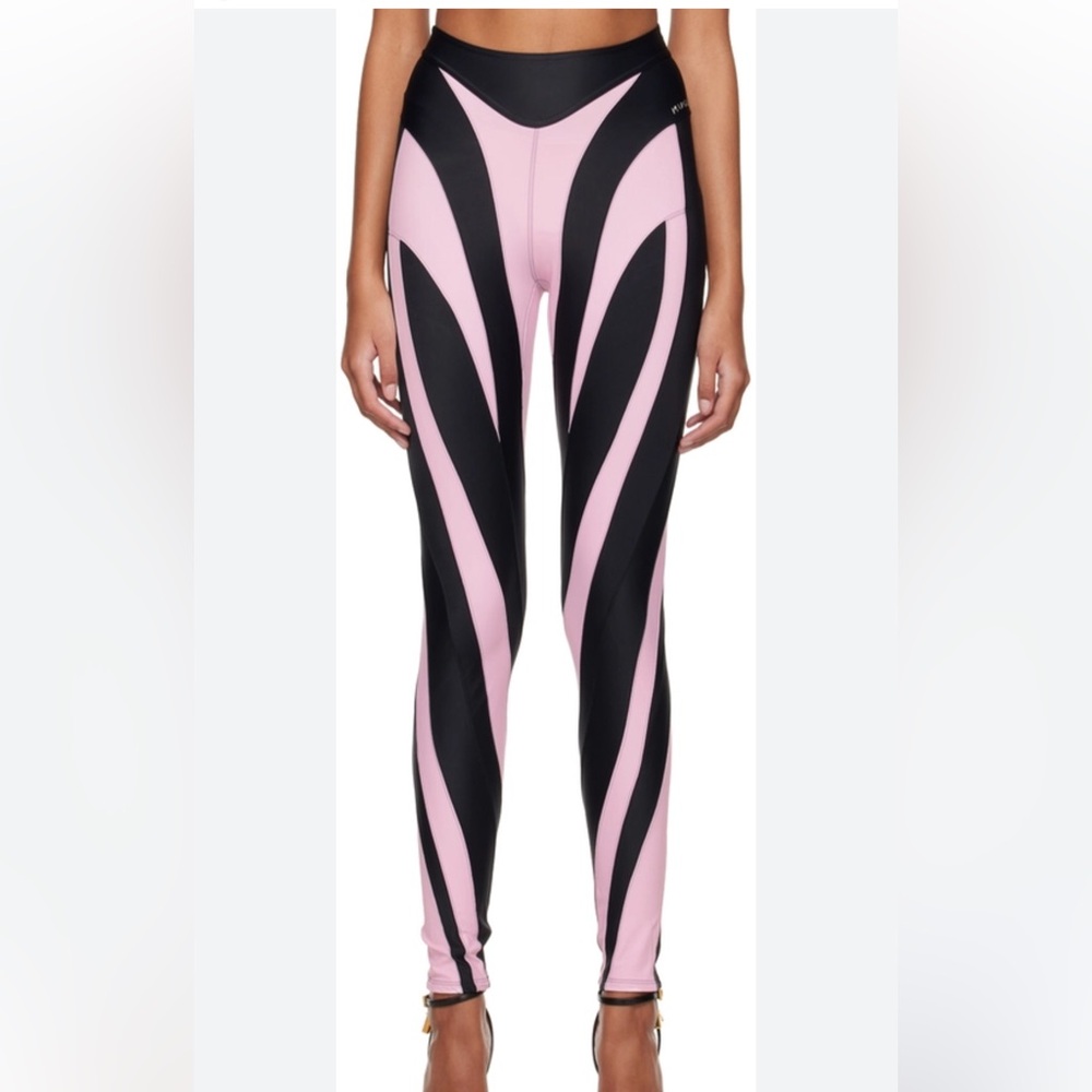 Mugler Pink & Black Spiral leggings